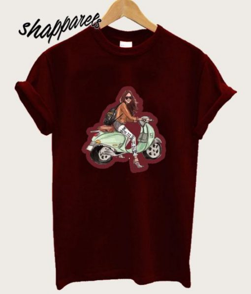 Girl with her scooter T Shirt