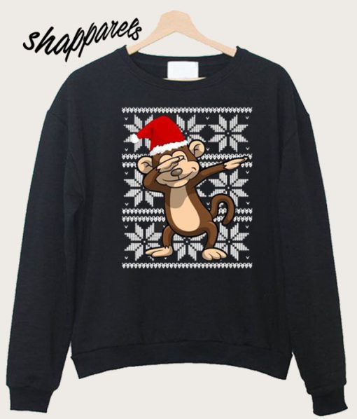 Dabbing Monkey Dab Santa Hat Sweatshirt