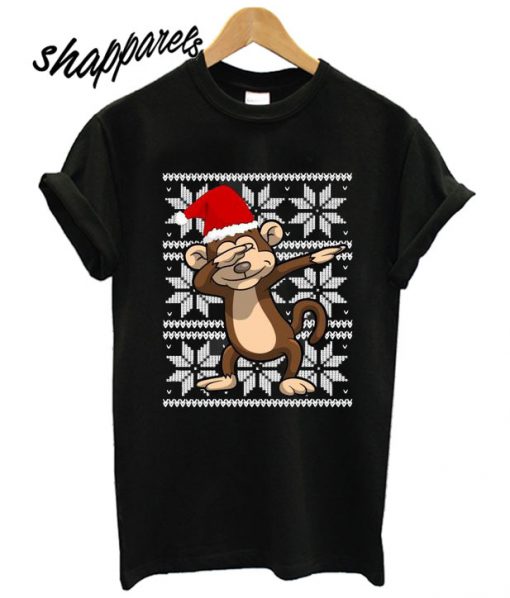 Dabbing Monkey Dab Santa Hat T shirt