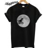 Dinosaur on a Bike In Sky With Moon T shirt