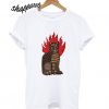 Flame Tabby Cat Motif T shirt