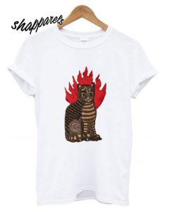 Flame Tabby Cat Motif T shirt