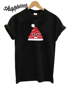 Funny Emoji Poo Santa Hat Christmas T shirt