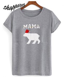 Mama Bear With Santa Hat T shirt