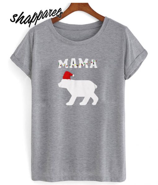 Mama Bear With Santa Hat T shirt