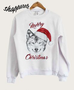 Merry Christmas Head Wolf Santa Sweatshirt