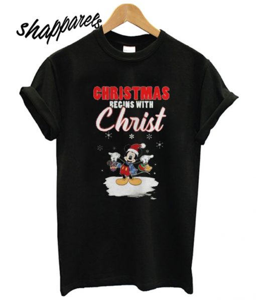 Mickey -Christmas Begins With Christ T shirt