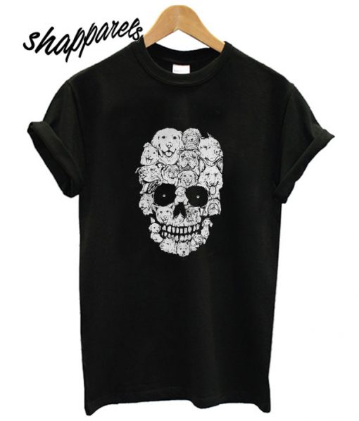 Dogs Stacked Into Skull T shirt