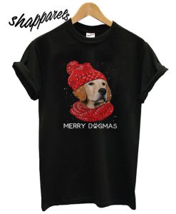 Golden retriever red scarf merry dogmas T shirt