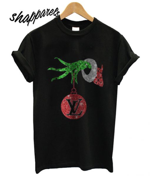 Grinch Hand Holding Louis Vuitton Christmas T shirt