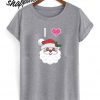 I Love Santa Christmas Pink Heart Emoji T shirt