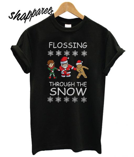 Santa Claus Flossing Through the Snow Christmas T shirt