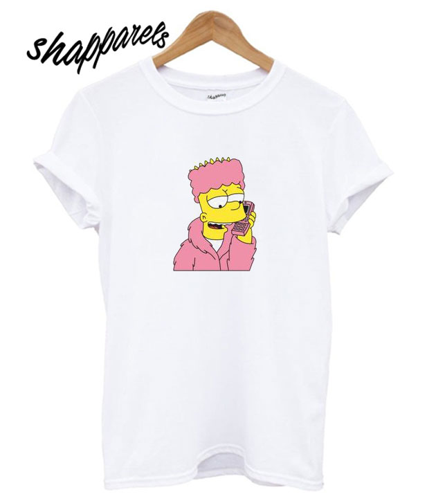 Bart Simpson Camron Dipset Killa Bart Pink Meme Hip Hop T shirt