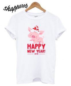 Cute piggy in a New Year's striped hat T shirt