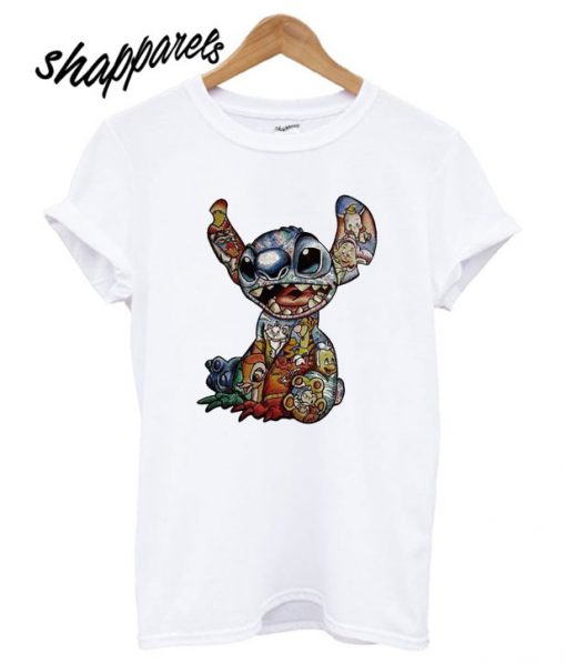 Disney Characters inside Stitch T shirt