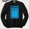 Gamer Nutrition Facts Blue Label Sweatshirt