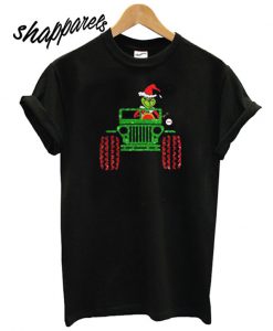 Glitter Grinch Drive Jeep Christmas T shirt