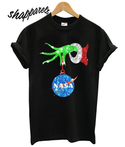 Grinch Hand Merry Christmas Nasa T shirt