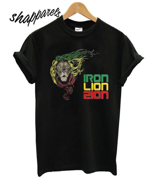 Reggae Iron Lion Zion Music Song Quote Jamaican T Shirt