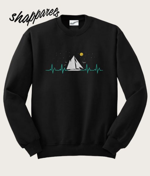 Sailboat sailing heartbeat boat Sweatshirt