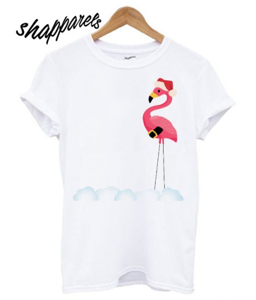 Tropical Christmas Flamingo Santa Claus T shirt