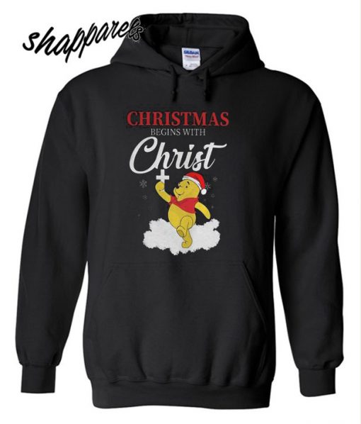 Winnie The Pooh Christmas Begins With Christ Hoodie