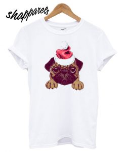 XMAS Funny Bulldogs with Santa claus hat T shirt