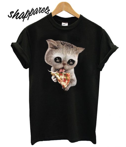 Cat Loves Pizza T shirt