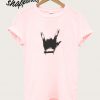 Pink Gesture Print Ripped Crop T shirt