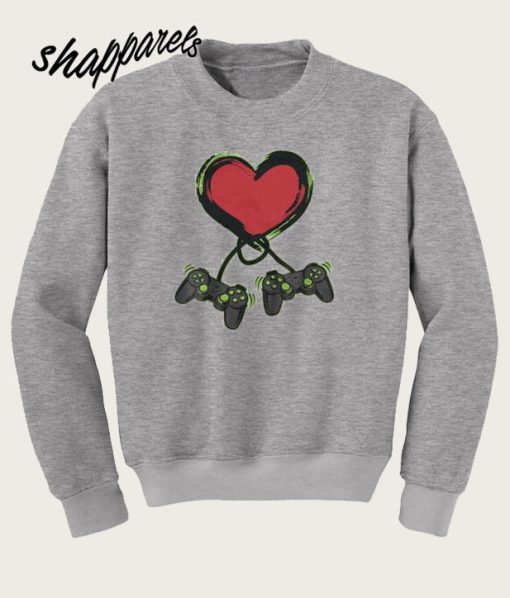 Video Gamer Heart Controller Valentine’s Day Sweatshirt
