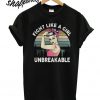 Breast Cancer Fight like a Girl Unbreakable vintage retro sunset T shirt