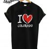 I Love Colorado Chalk Style T shirt