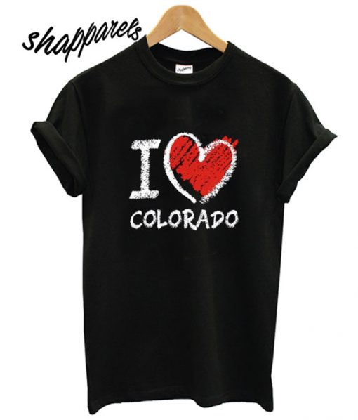 I Love Colorado Chalk Style T shirt