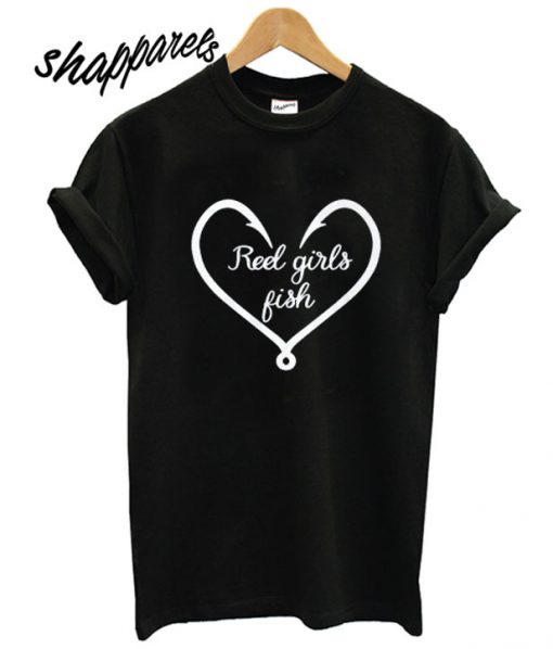 Valentine Reel Girls Fish Heart Love T shirt