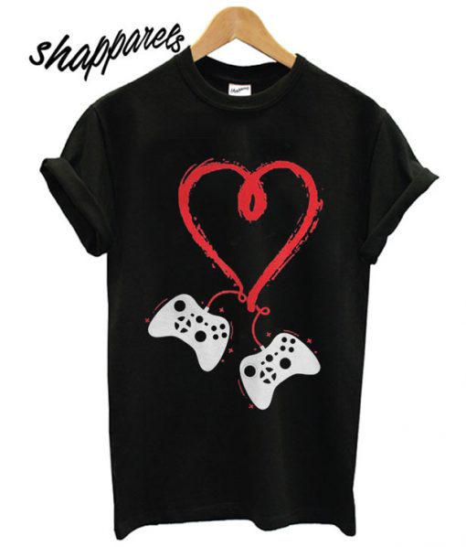 Video Gamer Heart Controller Valentines Day Version2 T shirt
