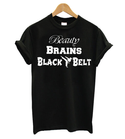 Beauty,Brains,Black T-shirt