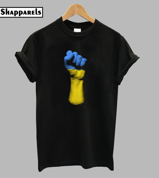 Flag of Ukraine on a Raised Clenched Fist T-Shirt