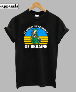 Saint Javelin The Protector of Ukraine Ukrainian Flag T-Shirt