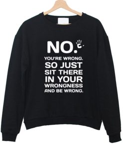 No you’re wrong so just sit there sweatshirt