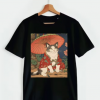 Adorable Geisha Cat With Parasol T-shirt