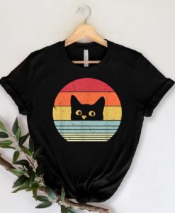 Retro Black Cat Lover T-shirt