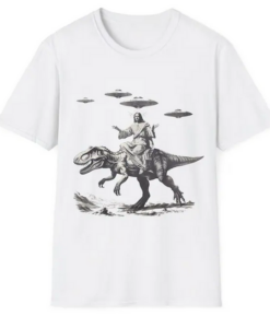 Jesus Riding Dinosaur T Shirt SD